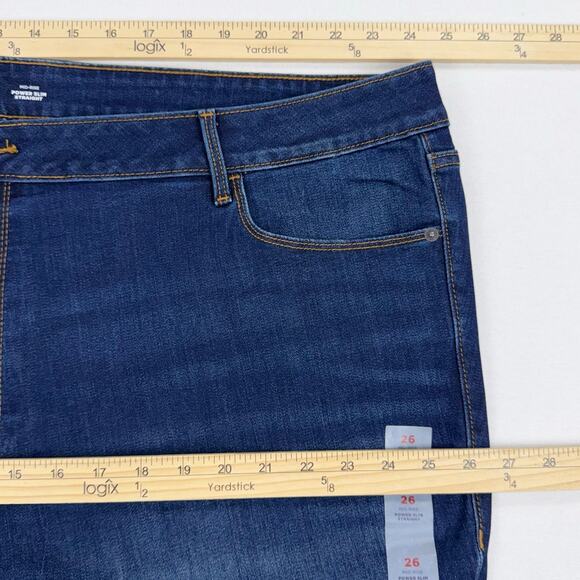 Old Navy Plus Women's Power Slim Mid Rise Straight Jean Size 26 3X Med Blue - Picture 12 of 15